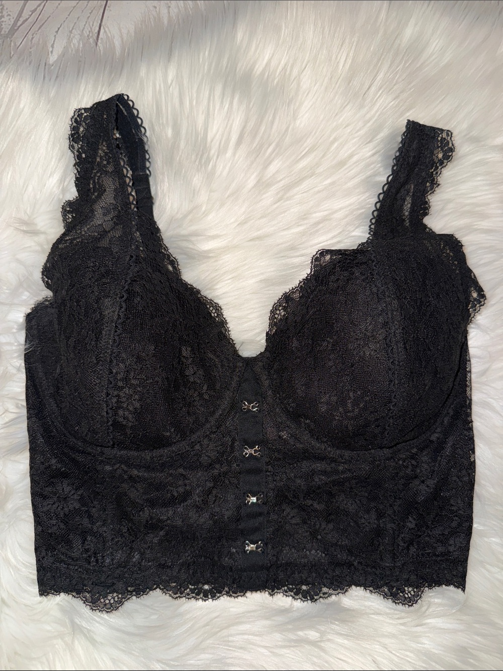 Victoria's Secret Black Lace Dream Angels Longline Bustier Corset Bra